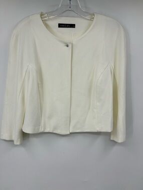 Marc Cain Womens White Cropped Single Button Jacket N4 US 10 E 31.42 J51